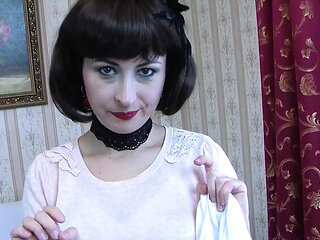 Wanilianna Solo Masturbation in Blue Nylon Stockings - Amateur Creamy Orgasm