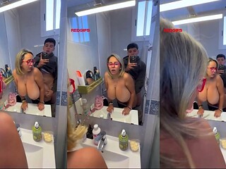 Age Gap Amateur Bathroom Couple MILF Mirror Twink Porn GIF by mollatare