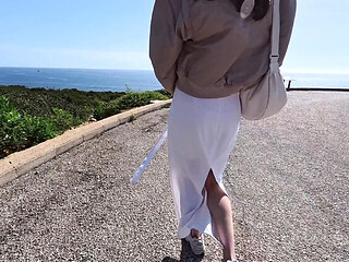 Wild Brunette Becky California Takes My Big Cock on the Beach