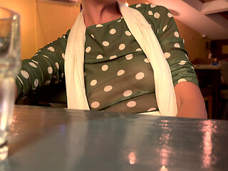 Having dinner and wine in a completely sheer shirt