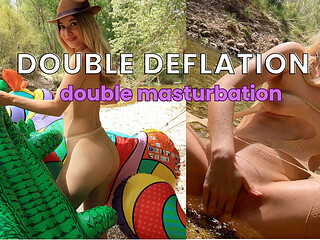 Double Deflation Double Masturbation Outdoors