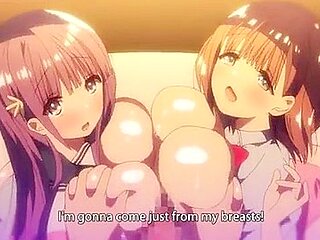 Threesome with my sister, I get sandwiched between two big tits and cum inside them.