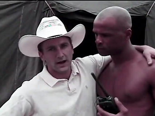 Hot white cowboy gets his stiff tool blown by eager black hunk