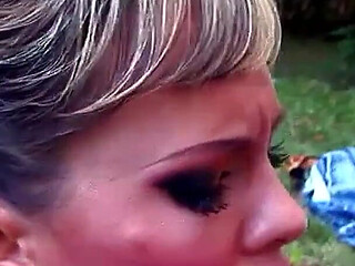 Blonde skinny teen blue angel gets ass fucked by step dad outdoor