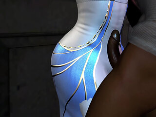 3D Cute Cosplay Babe Wearing Sexy Dress Cheating with Old Dick