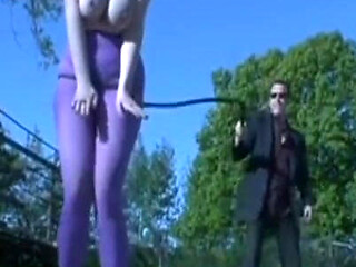 Huge boobs sexy blonde humiliating outside whipping