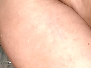 Beautiful busty MILF gets creampied in bathroom