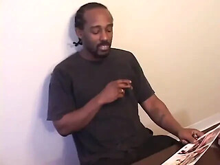 Sexy black babe sucks and rides cock before getting creampied