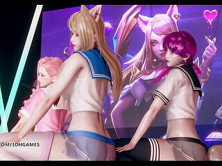 [MMD] Hello Venus -Wiggle Wiggle Hot Kpop Striptease Ahri Akali Kaisa Evelynn Seraphine KDA League of Legends