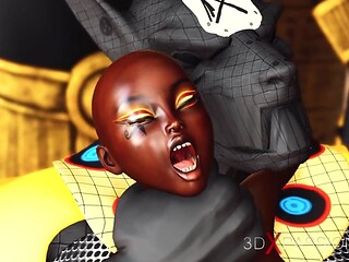 Anubis fucks hard a sexy ebony in an egyptian temple - Creampie