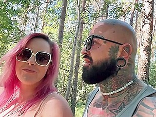 Risky Outdoor Sex In The Forest - Almost Caught, Deepthroat & Cumswap