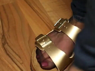 Nylons & Tight Jeans - Dangling in Classic Sandals