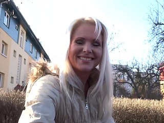Blonde Kathy craves cock in a steamy car fuck session