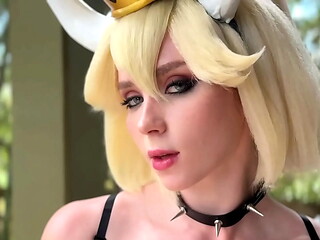 Sex Machine Fucks Pretty Bowsette from the Super Mario till Powerful Orgasms