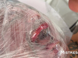 Sealed for Her Pleasure - Cling Film Kissing Session