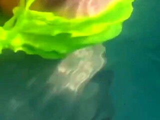 Artemisia Love Swimming in the Pool Flashing Her Big Juicy Boobs and Smoking a Cigarette