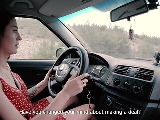 Driving Test Turned Into Outdoor Fucking - English Subtitles - 4K
