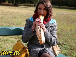 Classy French MILF Anya Gets Both Holes Filled by a Stranger in the Park