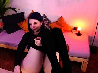 Hot Brunette In Stockings Masturbates Hard