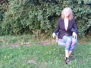 Sexy Mature Woman in Sheer Leggings.