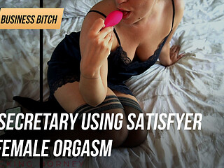 Secretary using satisfyer female orgasm