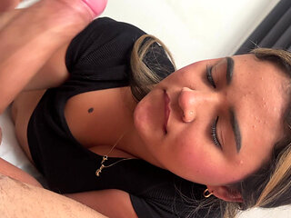 Little Latina Is an Expert at Giving Blowjobs