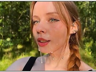 Best blowjob in the forest from a stunning blonde