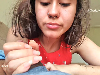 Gentle Mouth Playing on a Thick Cock, Amateur Close up Giving Pleasure with My Wet Mouth Part 2