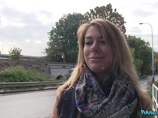 Blonde babe gets picked up at the public park by a Czech Public Agent.