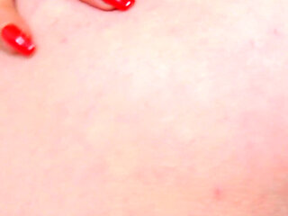 Fingering and gaping pussy of horny granny