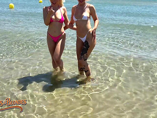 Two Blondes Swallow Cum After Beachside Threesome With Mr. Texas!