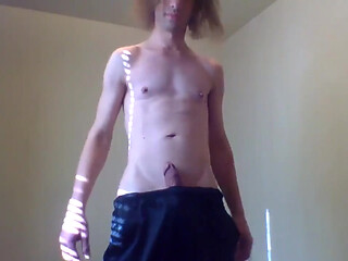 Transgirl Slapping Her Hard Non-op Clit Around