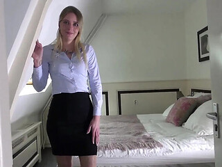 Business woman Melody takes client's cock in office POV