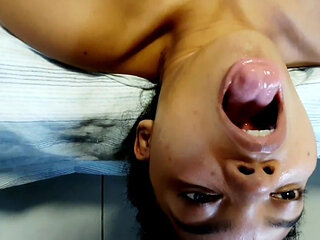Stepdaughter in Extreme Deepthroat with Throat Bulge and Wiping My Feet with Tongue