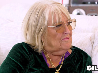 GilfAf-74 Year Old Granny Alicia Noble Cheers Up Stepgrandson with Her Mature Pussy and a Creampie