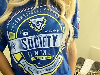 Cute blonde with big boobs solo