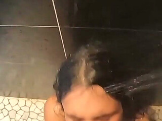 Tattooed MILF Blows Stepdad Sloppily Then Doggy in Shower