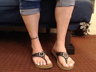 White Toenails Flutter Flip Flops