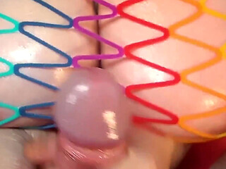 Oiled Big Tits Caught the Dick in the Net! by Lilykoti