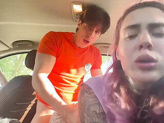 Two lesbians share one lucky guy's big dick.