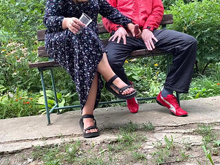 Mature Stepmom Milks My Dick Outdoors in the Park