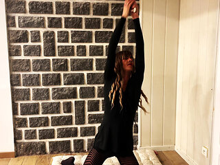 Young beautiful and slim French woman of Moroccan origin reveals her sexy lingerie