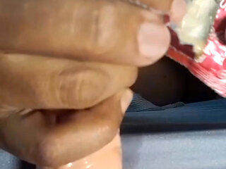 Putting on a condom and inserting a dildo into my pussy extinguished my fire.