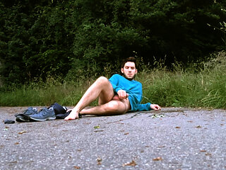 Caught pissing and jerking off outdoors - gay public exhibitionist