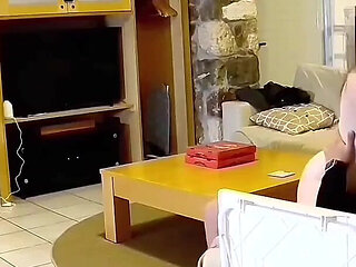Stunning Looking Wife Gets Fucked by the Delivery Guy While Alone at Home, Surveillance Camera Records Wife and Delivery Guy