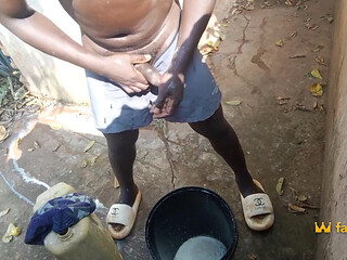 Guy From Africa Hides in Neighbors Outdoor Bathrooms Then Releases Massive Cumshots