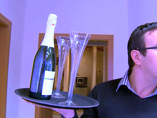 Sexy blonde babe seduces guy with big dick and fucks