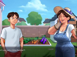 Lucky Pervert Helps Busty Sexy BBW Lonely Neighbor MILF in Her Garden She Tries To Seduce Him - Summertime Saga 04 3D Games