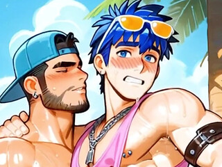 I Fulfilled My Dream of Eating a Guy's Ass on the Beach. Bara Yaoi Hentai Animation