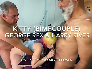 Two Silver Foxes, One Kitty